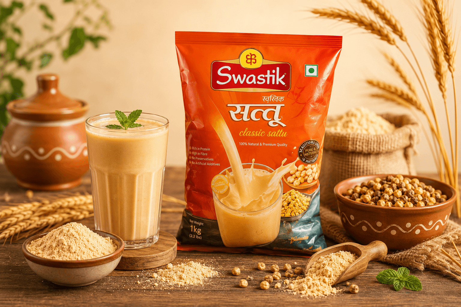 Swastik Sattu classic pack with drink and grains